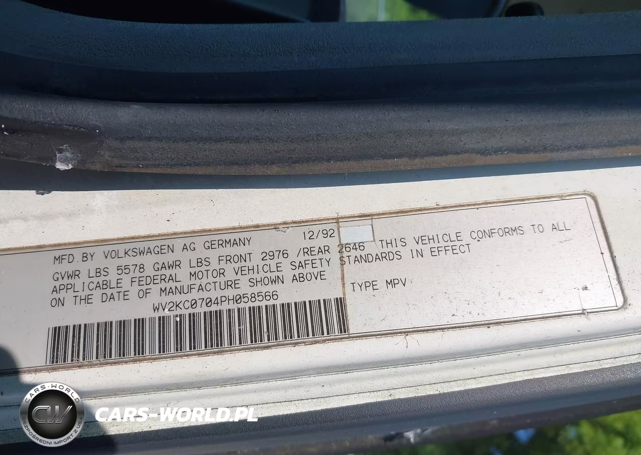 1993 Volkswagen Eurovan Gl VIN:WV2KC0704PH058566 - 9
