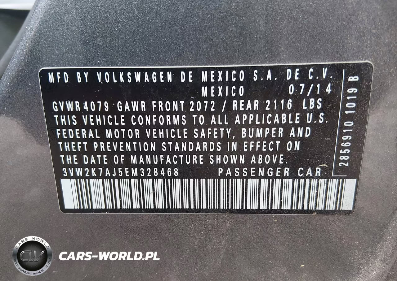2014 Volkswagen Jetta 2.0L S VIN:3VW2K7AJ5EM328468 - 9