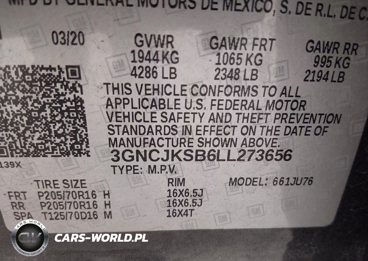 2020 Chevrolet Trax Fwd Ls VIN:3GNCJKSB6LL273656 - 9
