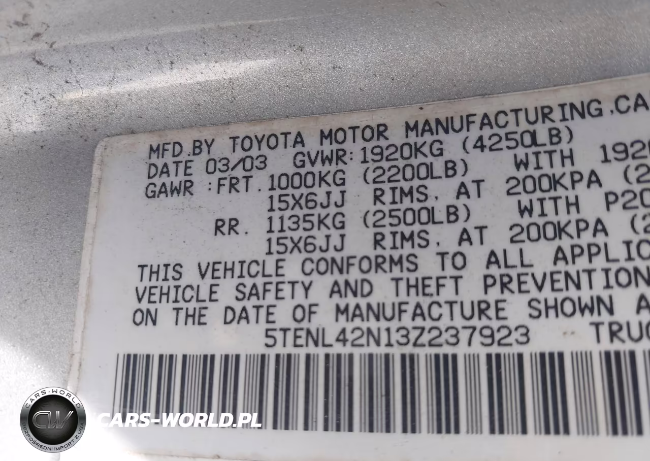 2003 Toyota Tacoma VIN:5TENL42N13Z237923 - 9