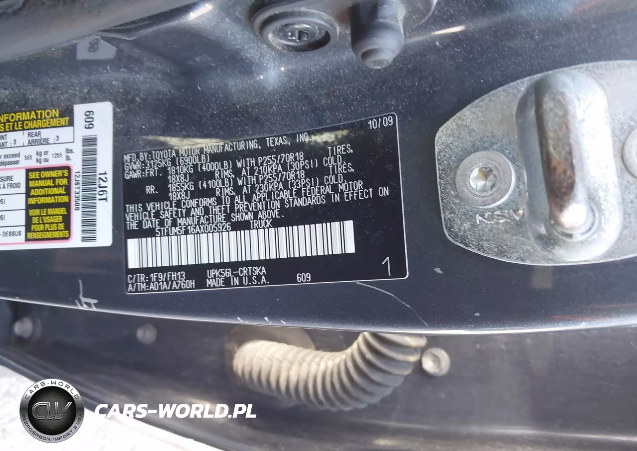 2010 Toyota Tundra Grade 4.6L V8 VIN:5TFUM5F16AX005926 - 9