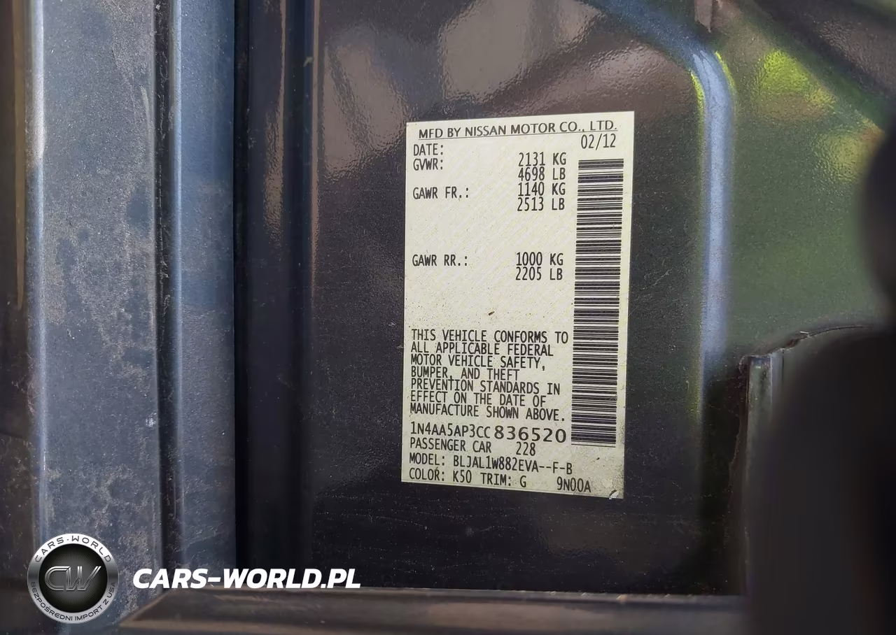 2012 Nissan Maxima 3.5 Sv VIN:1N4AA5AP3CC836520 - 9