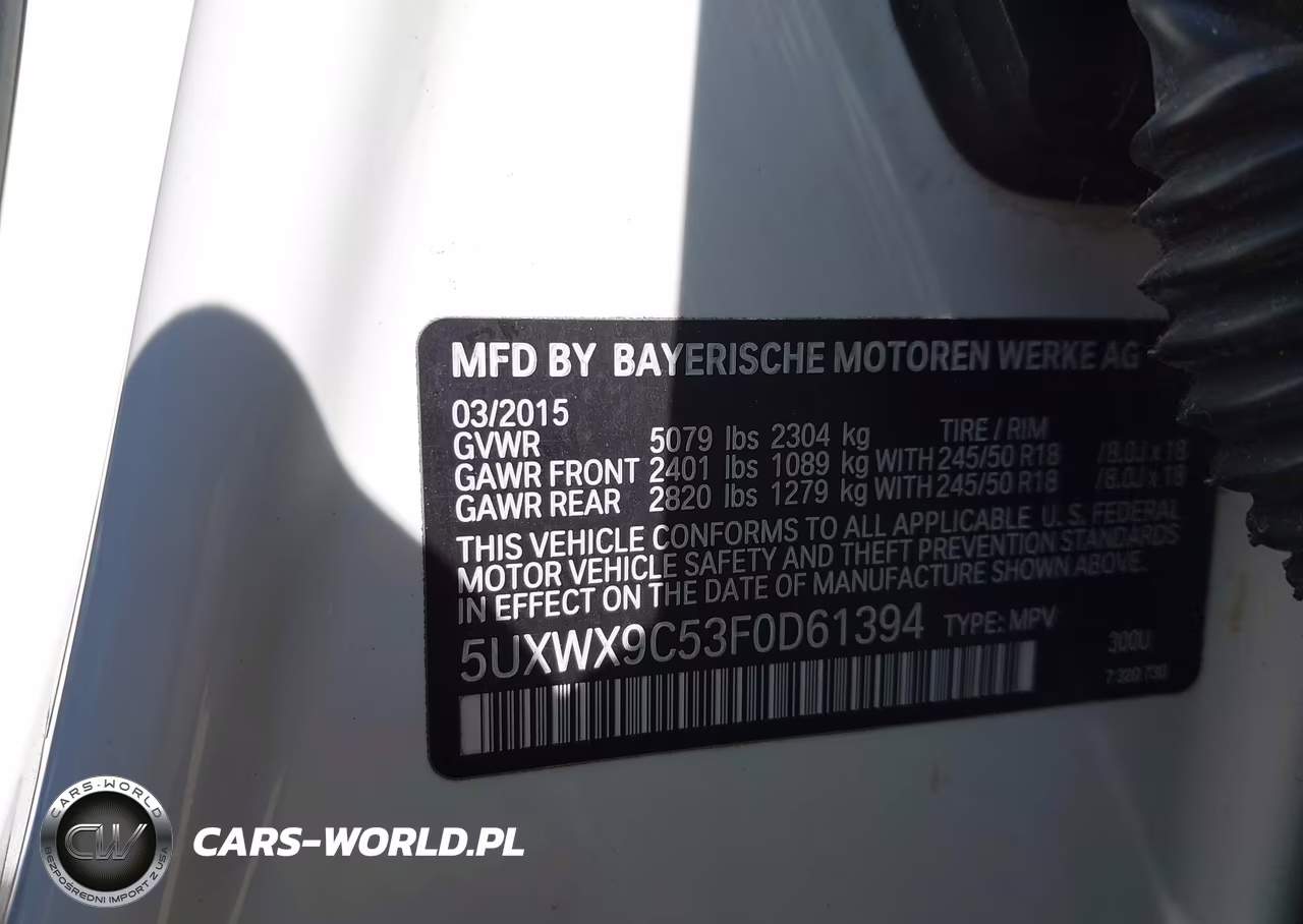 2015 BMW X3 xDrive28I VIN:5UXWX9C53F0D61394 - 9