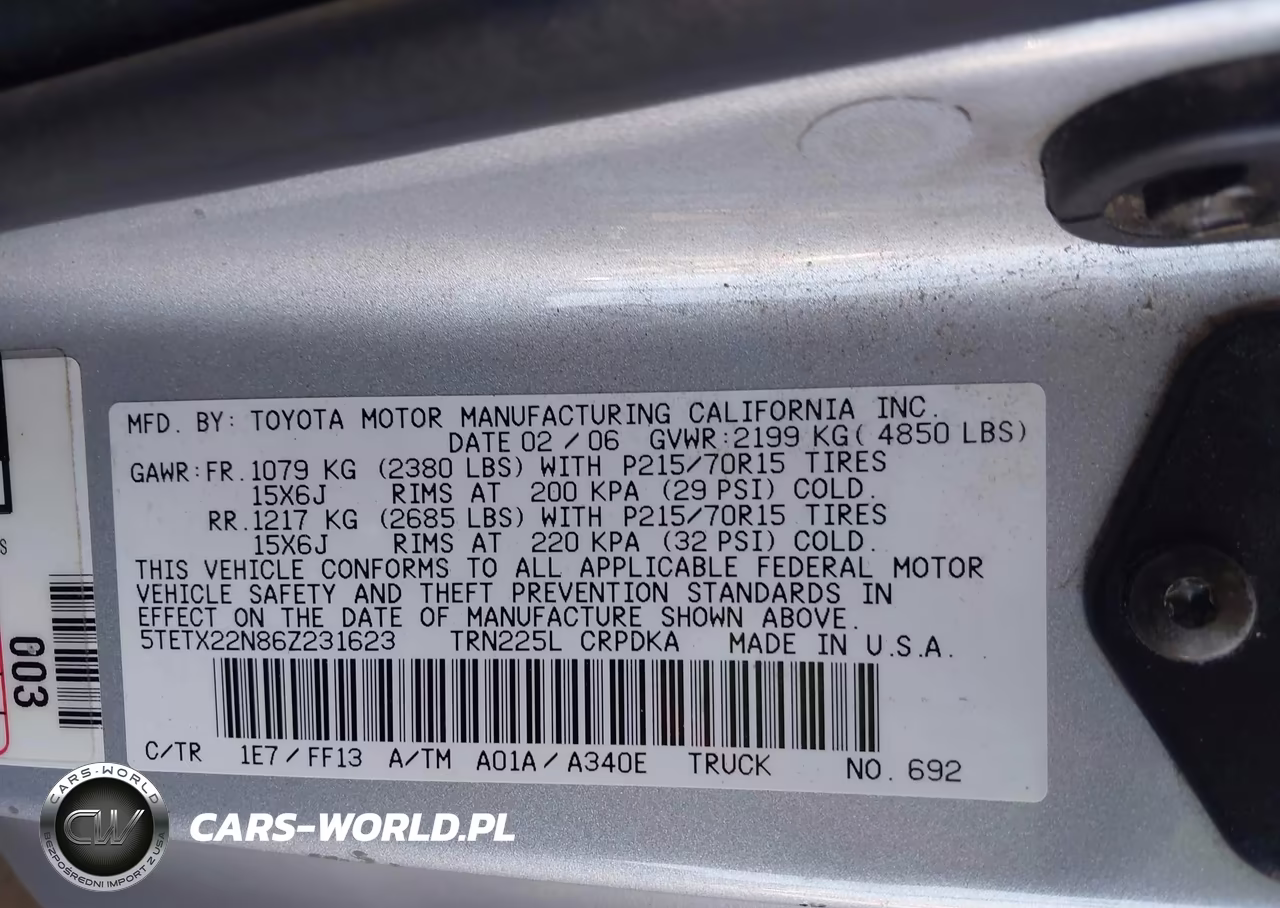 2006 Toyota Tacoma VIN:5TETX22N86Z231623 - 9