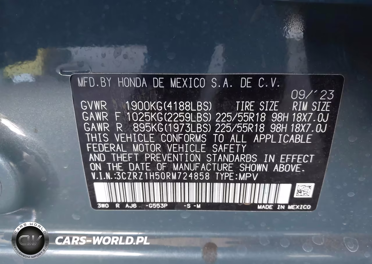 2024 Honda Hr-V 2Wd Sport-2Wd Sport W-O Bsi VIN:3CZRZ1H50RM724858 - 9