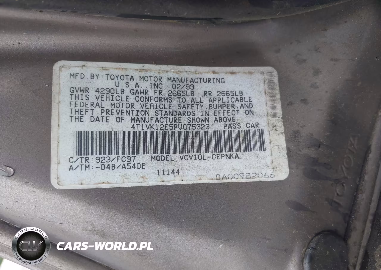 1993 Toyota Camry Le VIN:4T1VK12E5PU075323 - 9