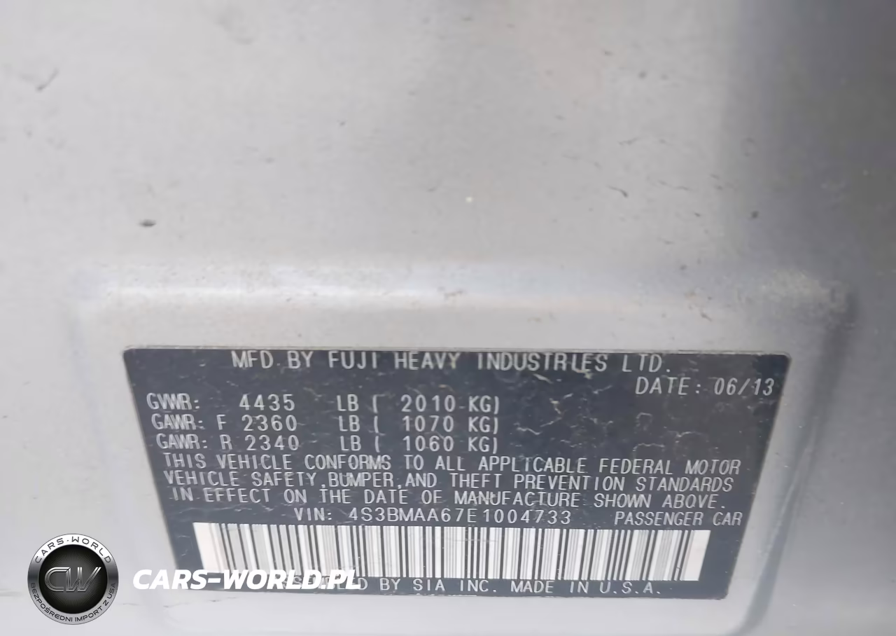 2014 Subaru Legacy 2.5I VIN:4S3BMAA67E1004733 - 9