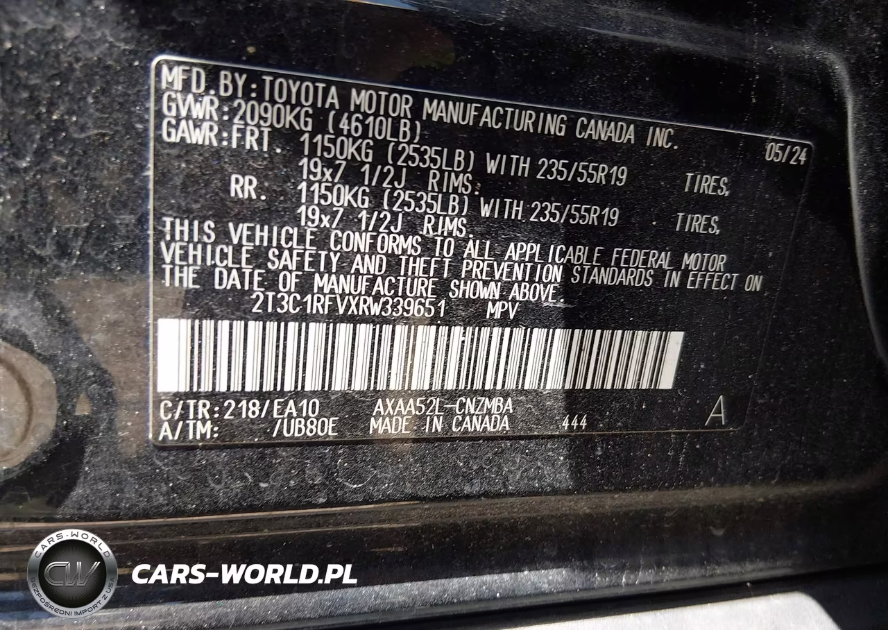 2024 Toyota Rav4 Xle Premium VIN:2T3C1RFVXRW339651 - 9