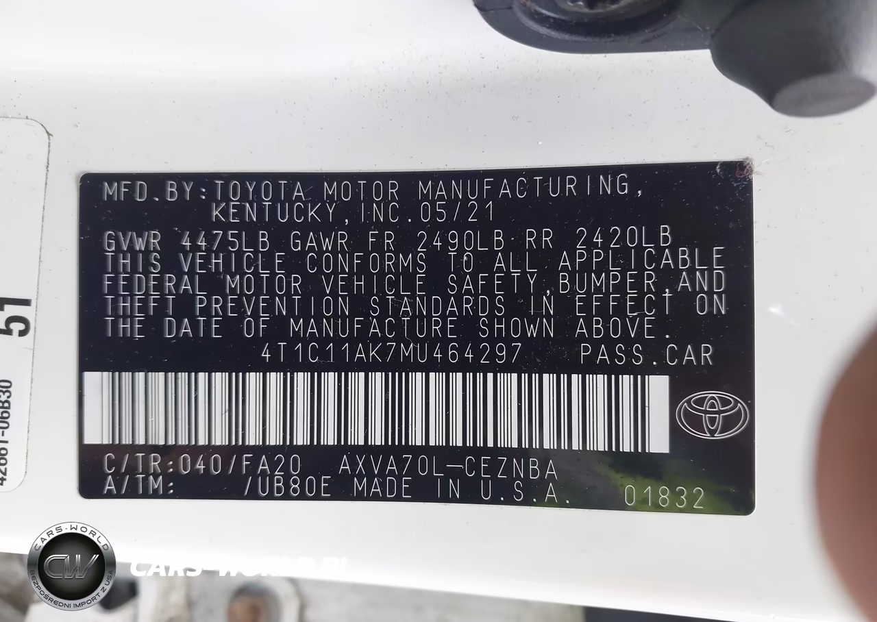 2021 Toyota Camry Le VIN:4T1C11AK7MU464297 - 9