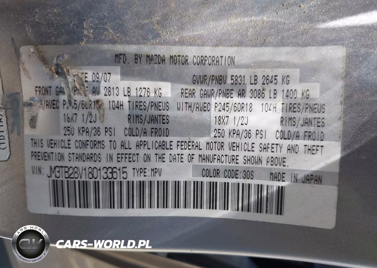 2008 Mazda Cx-9 Touring VIN:JM3TB28V180133615 - 9