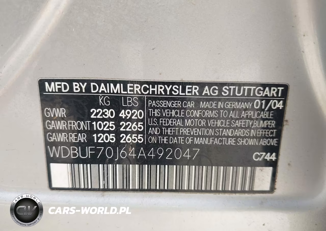 2004 Mercedes-Benz E 500 VIN:WDBUF70J64A492047 - 9