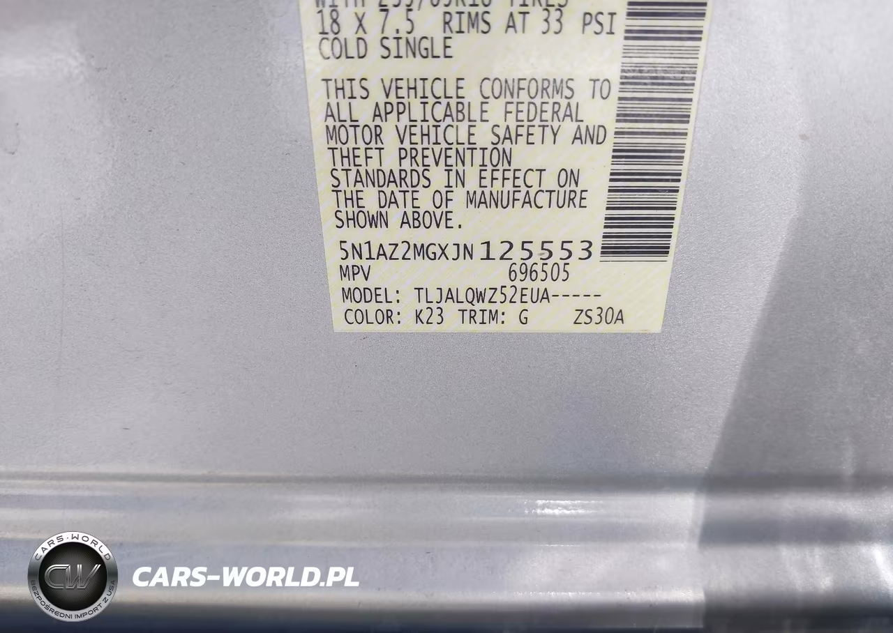 2018 Nissan Murano Sv VIN:5N1AZ2MGXJN125553 - 9