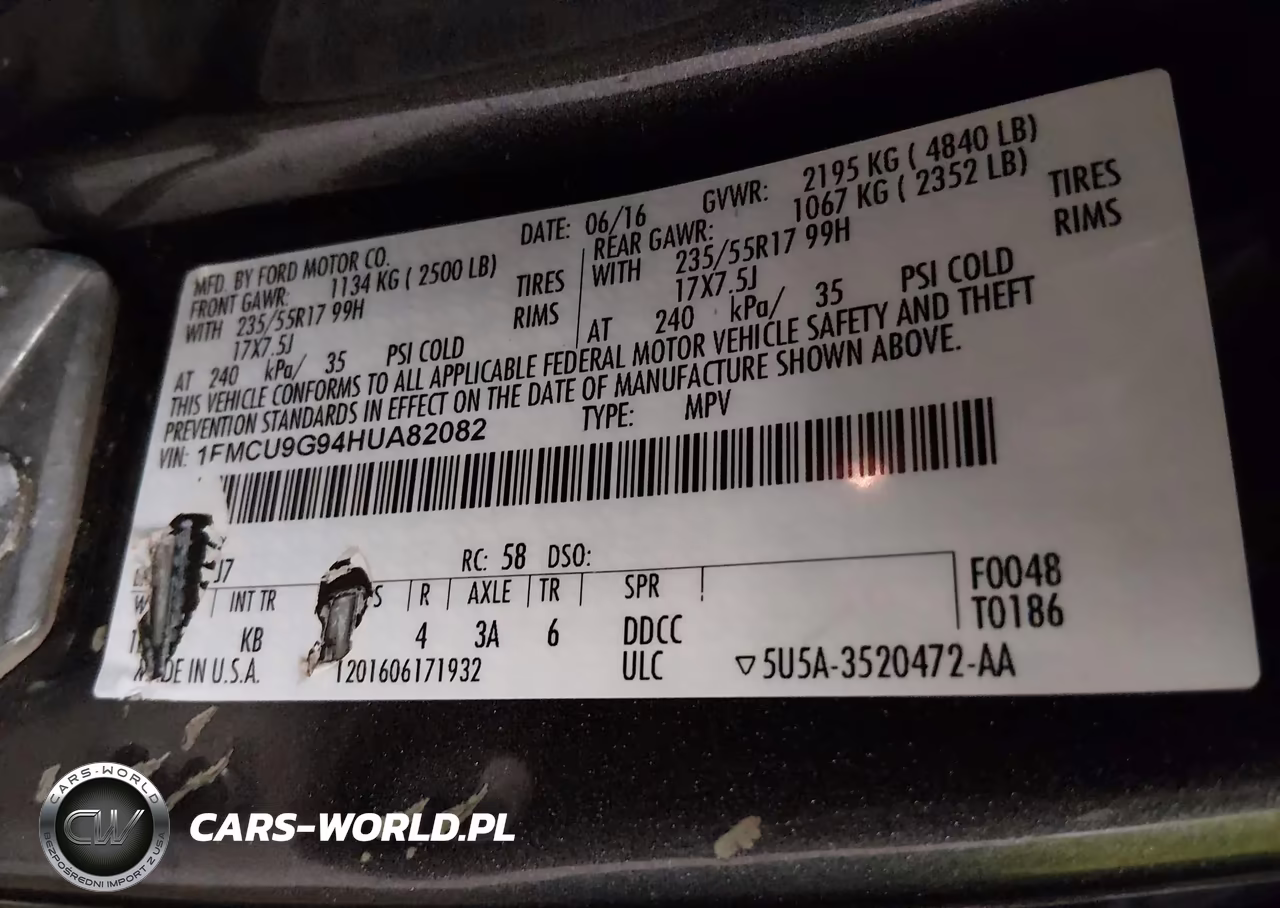 2017 Ford Escape Se VIN:1FMCU9G94HUA82082 - 9