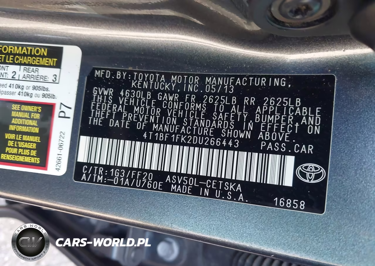 2013 Toyota Camry Se VIN:4T1BF1FK2DU266443 - 9