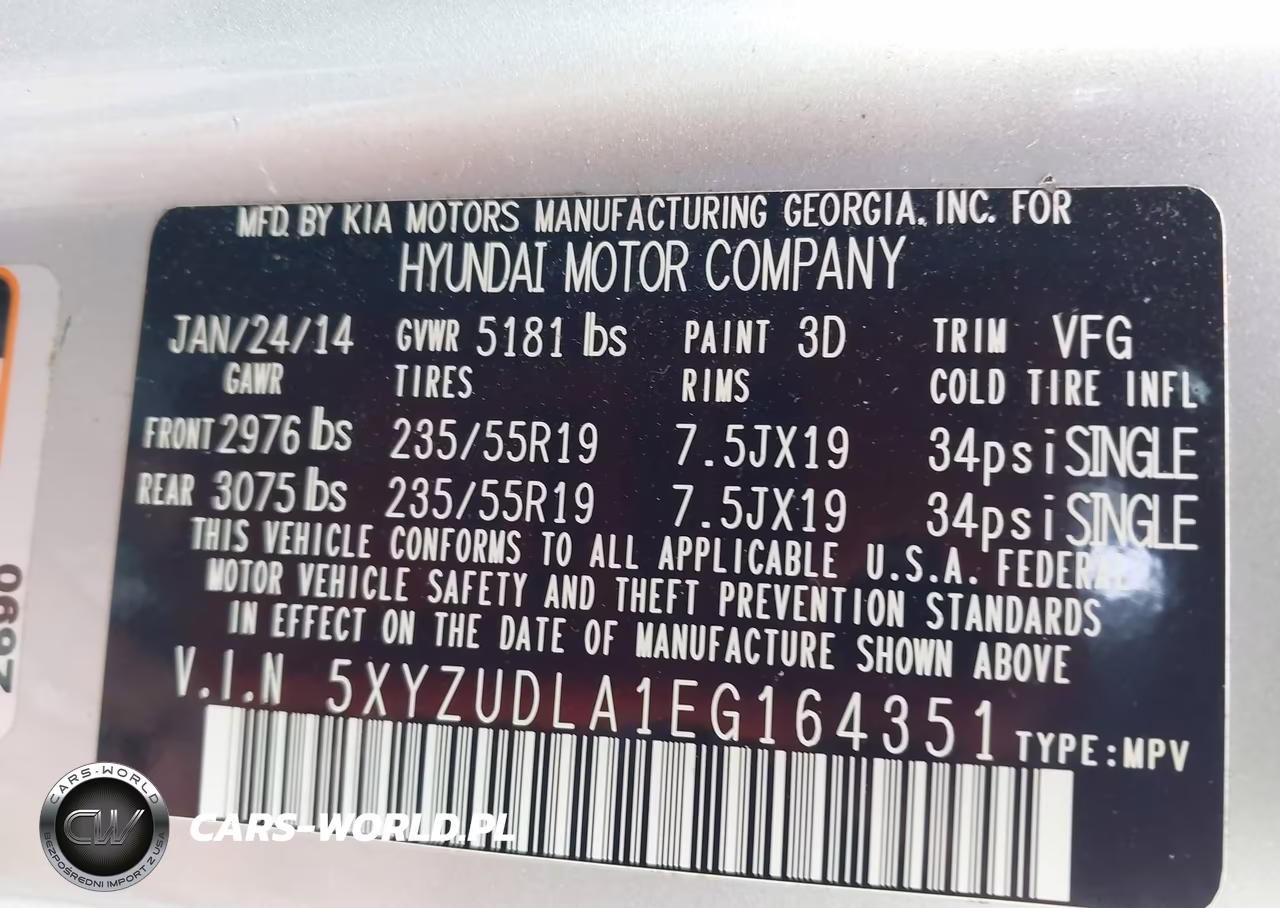 2014 Hyundai Santa Fe Sport 2.0L Turbo VIN:5XYZUDLA1EG164351 - 9
