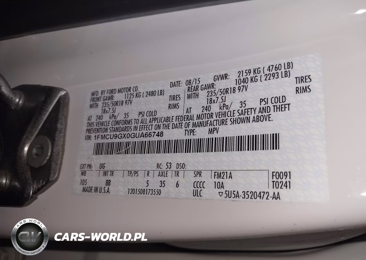 2016 Ford Escape Se VIN:1FMCU9GX0GUA66748 - 9