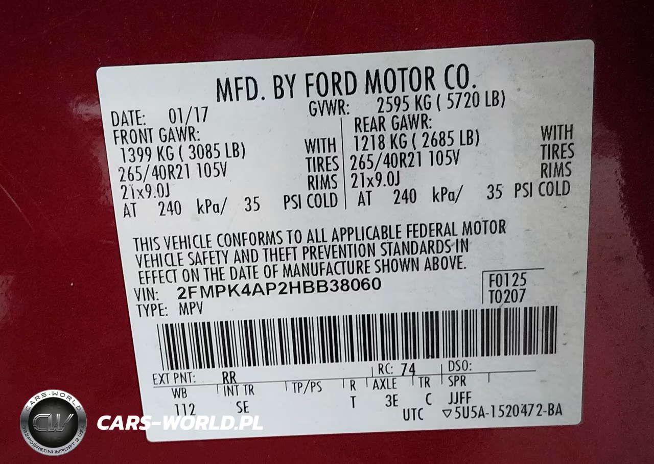2017 Ford Edge Sport VIN:2FMPK4AP2HBB38060 - 9