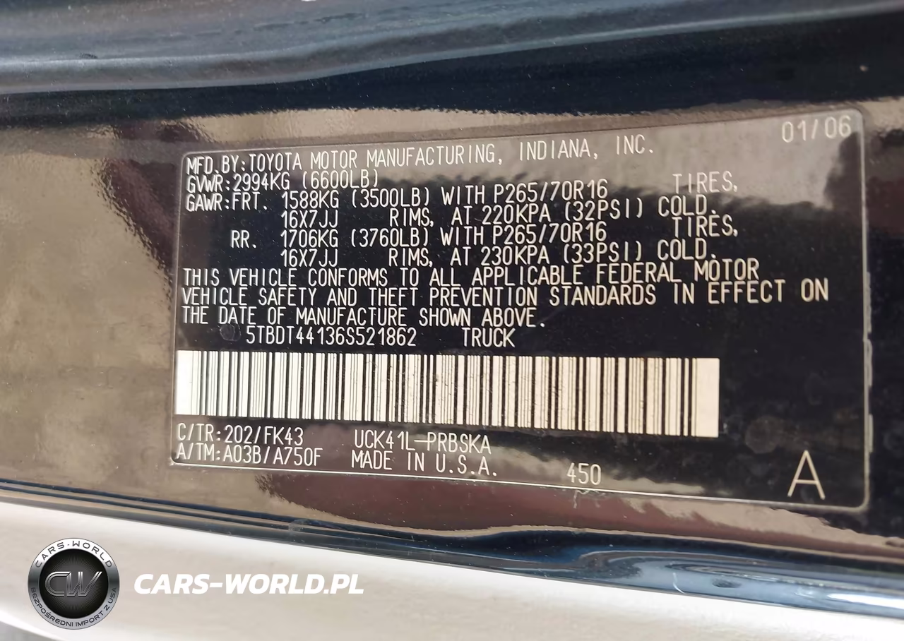 2006 Toyota Tundra Sr5 V8 VIN:5TBDT44136S521862 - 9