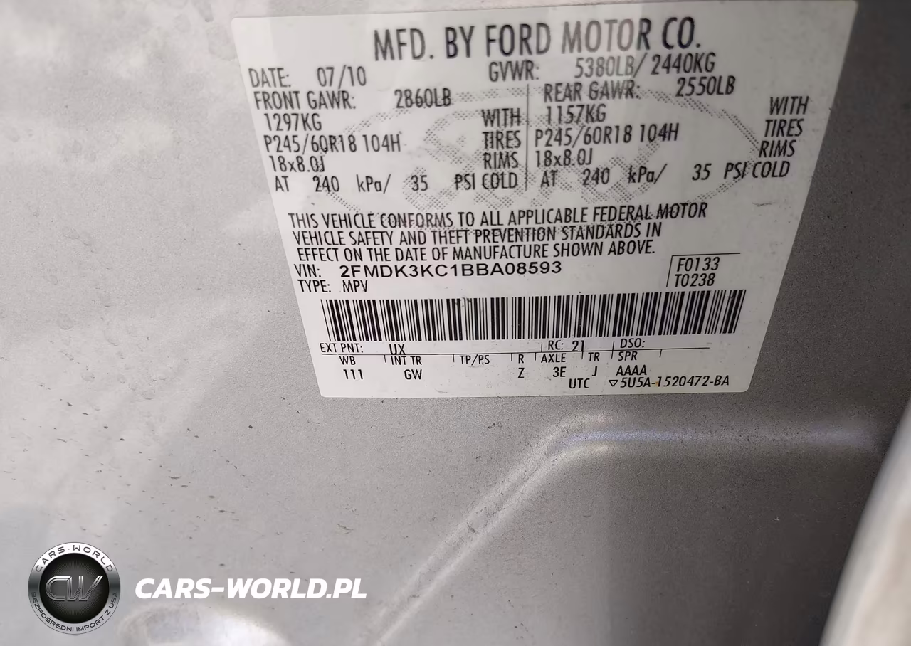 2011 Ford Edge Limited VIN:2FMDK3KC1BBA08593 - 9