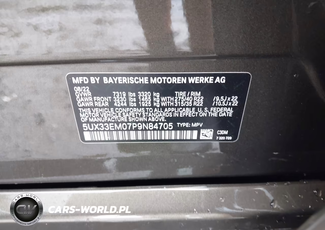 2023 BMW X7 M60I VIN:5UX33EM07P9N84705 - 9
