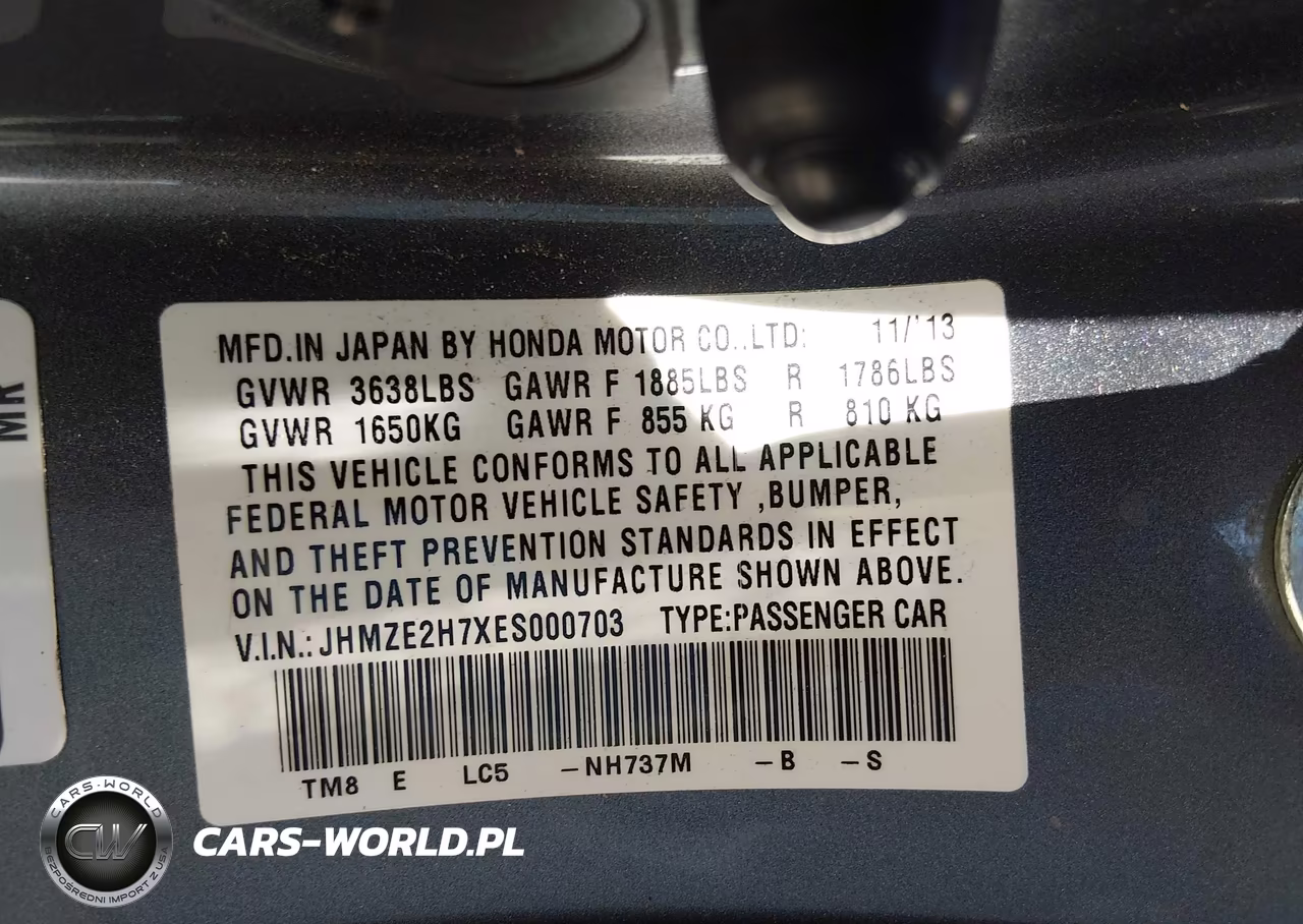 2014 Honda Insight Ex VIN:JHMZE2H7XES000703 - 9