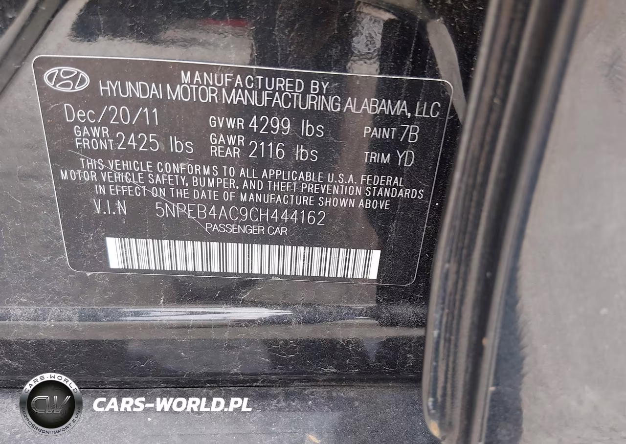 2012 Hyundai Sonata Gls VIN:5NPEB4AC9CH444162 - 9