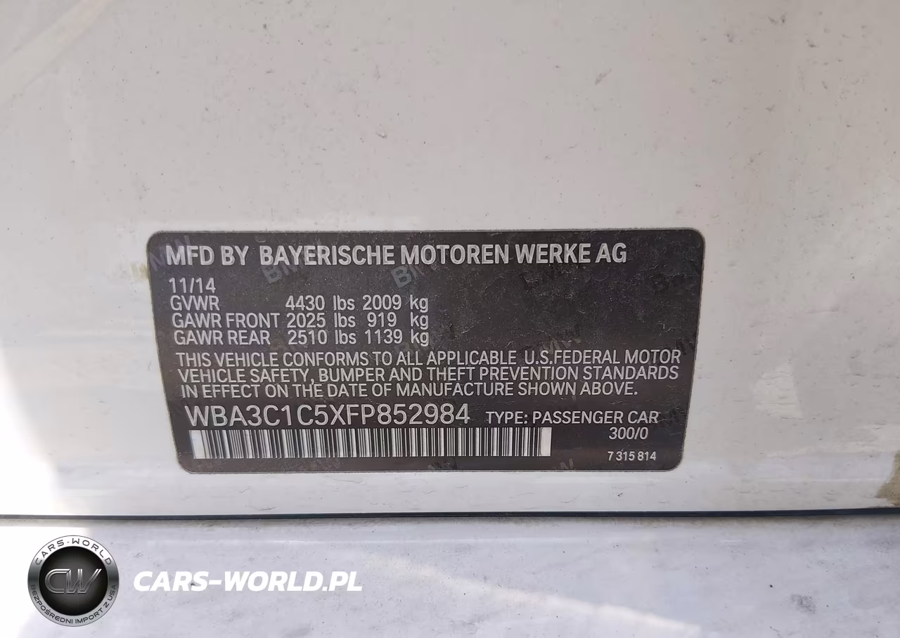 2015 BMW 328I VIN:WBA3C1C5XFP852984 - 9