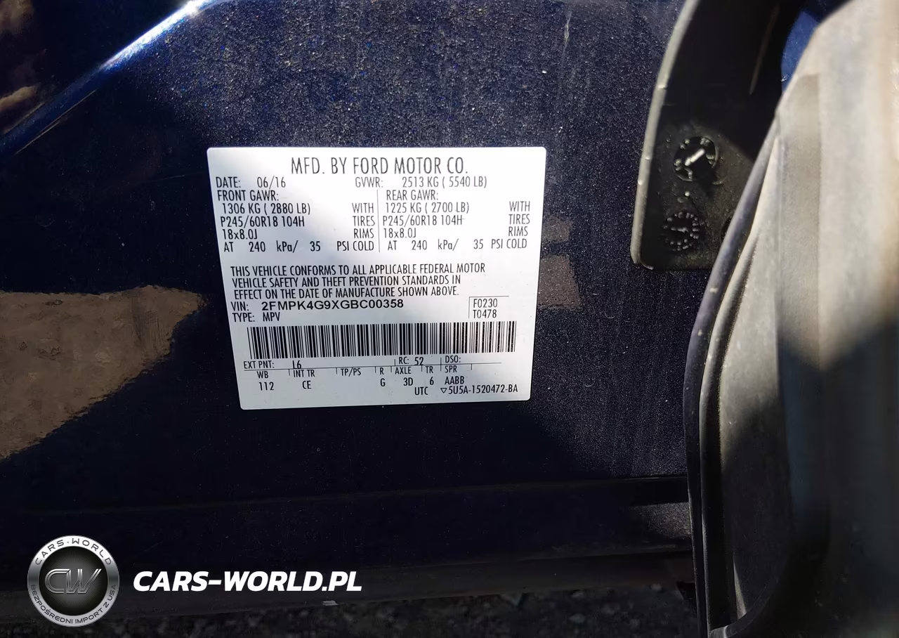 2016 Ford Edge Se VIN:2FMPK4G9XGBC00358 - 9