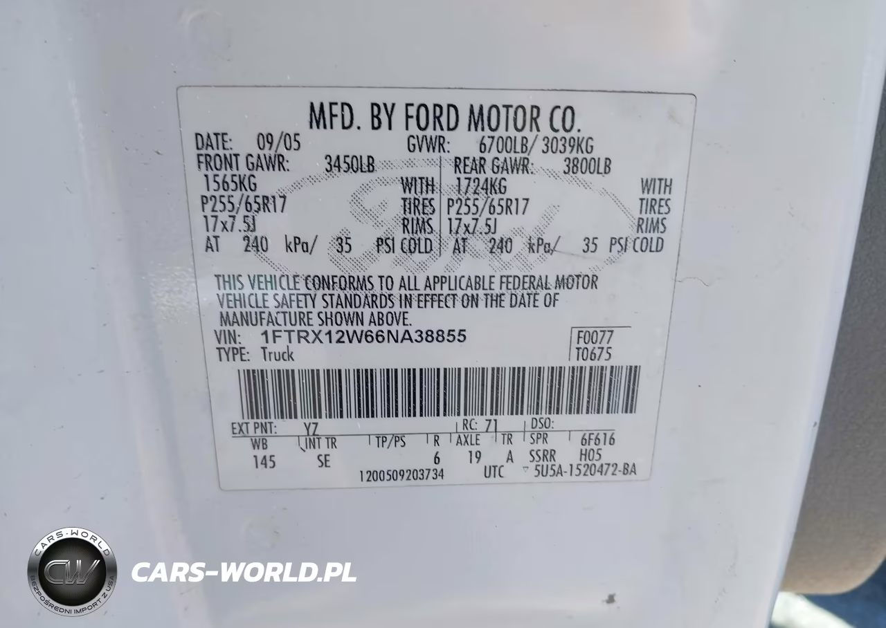 2006 Ford F-150 Stx-Xl-Xlt VIN:1FTRX12W66NA38855 - 9