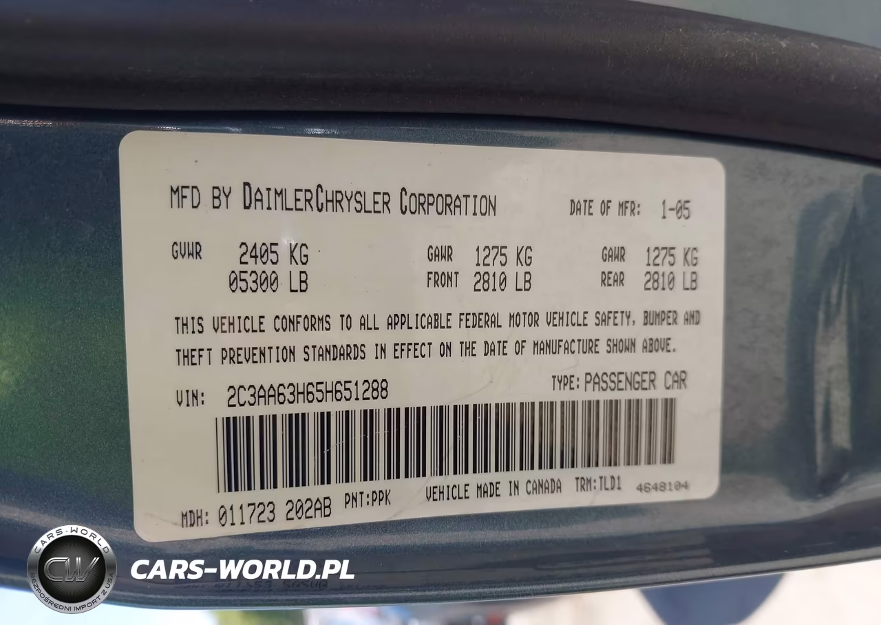 2005 Chrysler 300C VIN:2C3AA63H65H651288 - 9