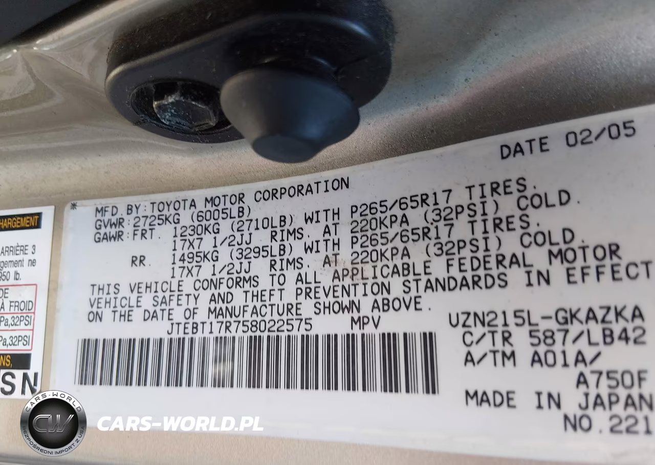 2005 Toyota 4Runner Limited V8 VIN:JTEBT17R758022575 - 9