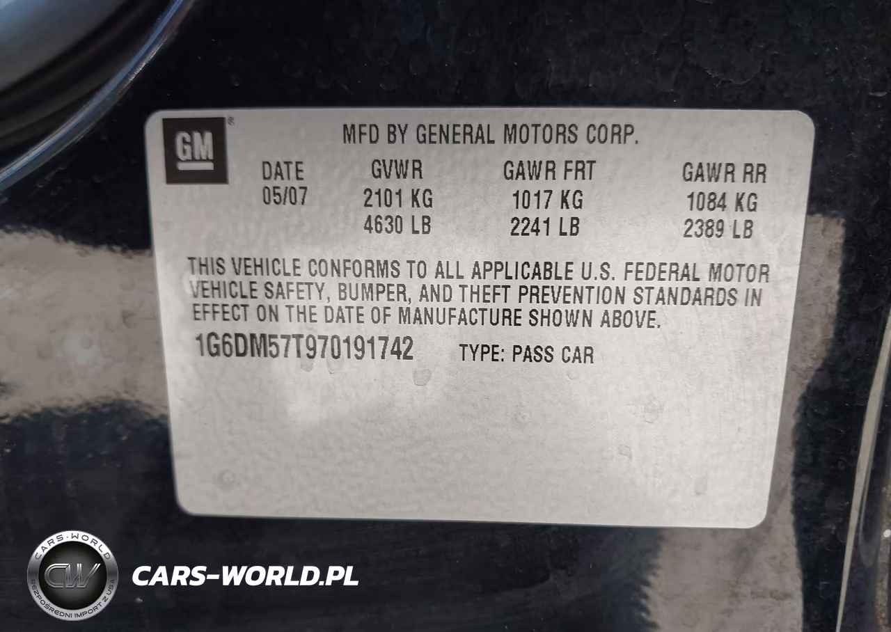 2007 Cadillac Cts Base W-1Sa VIN:1G6DM57T970191742 - 9