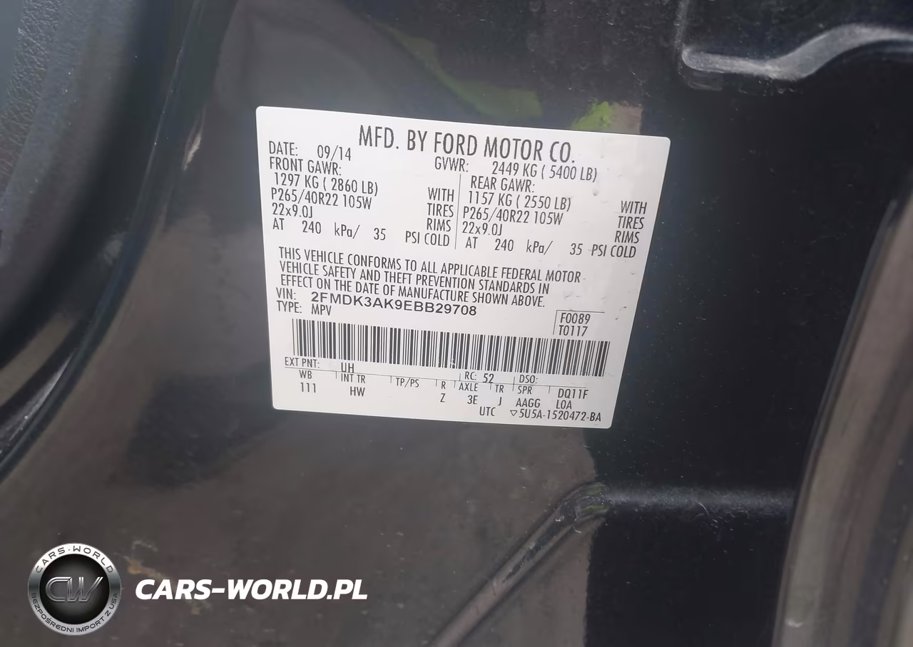 2014 Ford Edge Sport VIN:2FMDK3AK9EBB29708 - 9