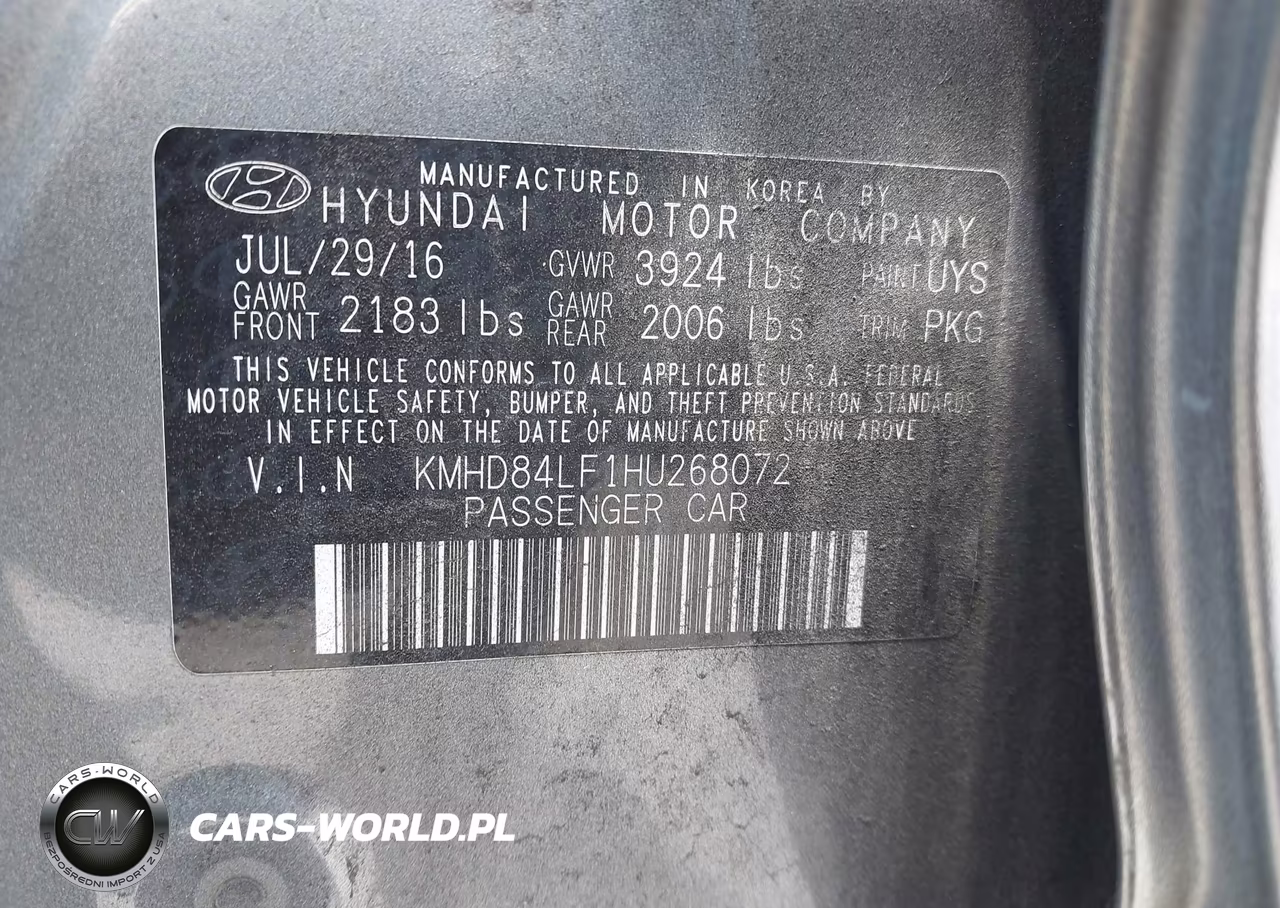 2017 Hyundai Elantra Limited VIN:KMHD84LF1HU268072 - 9