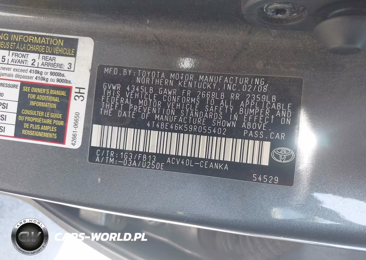 2009 Toyota Camry Le VIN:4T4BE46K59R055402 - 9