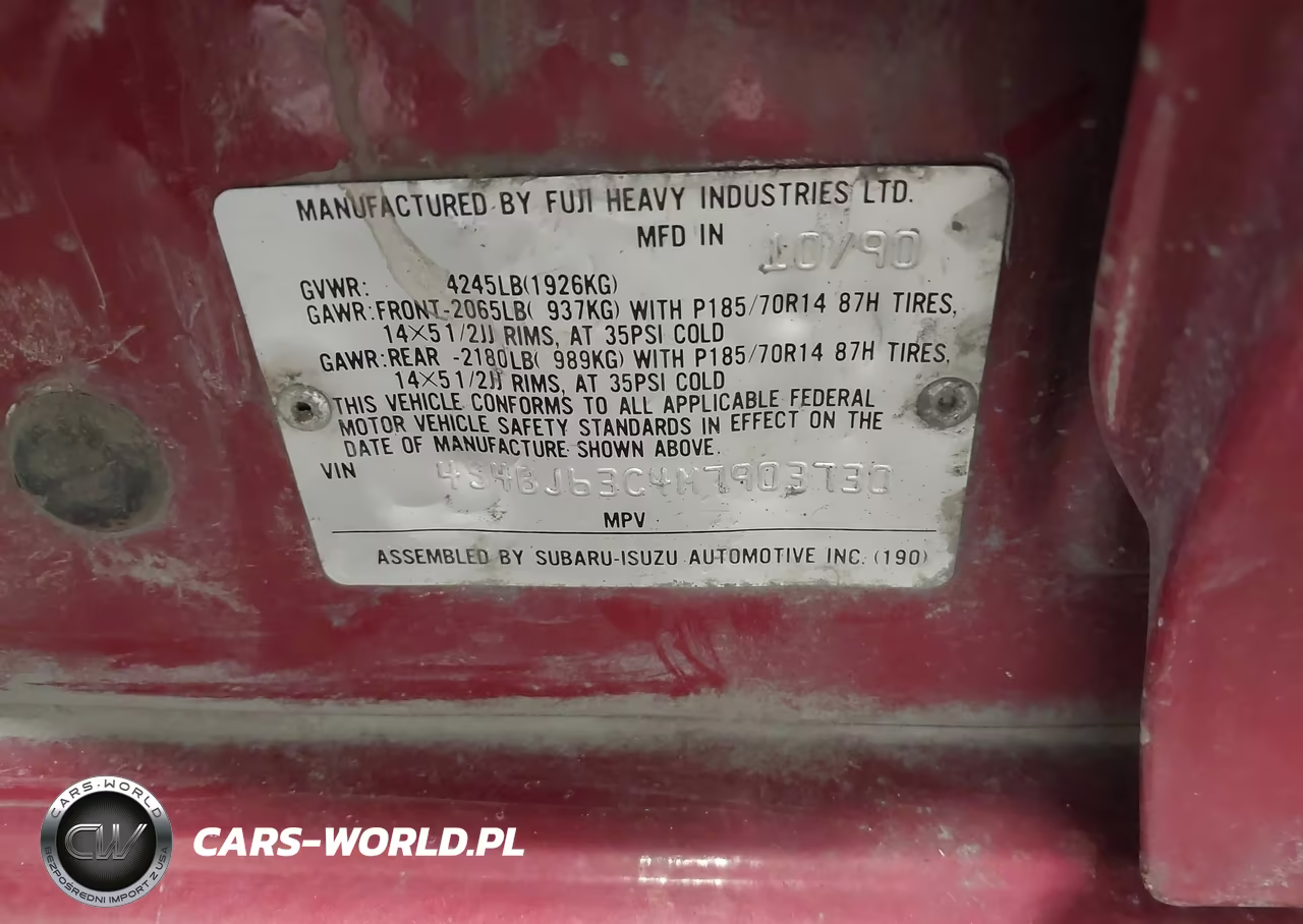 1991 Subaru Legacy L-Hx-Px-Rx VIN:4S4BJ63C4M7903730 - 9