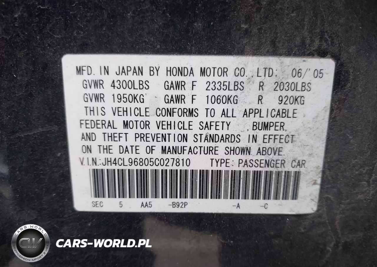 2005 Acura Tsx VIN:JH4CL96805C027810 - 9