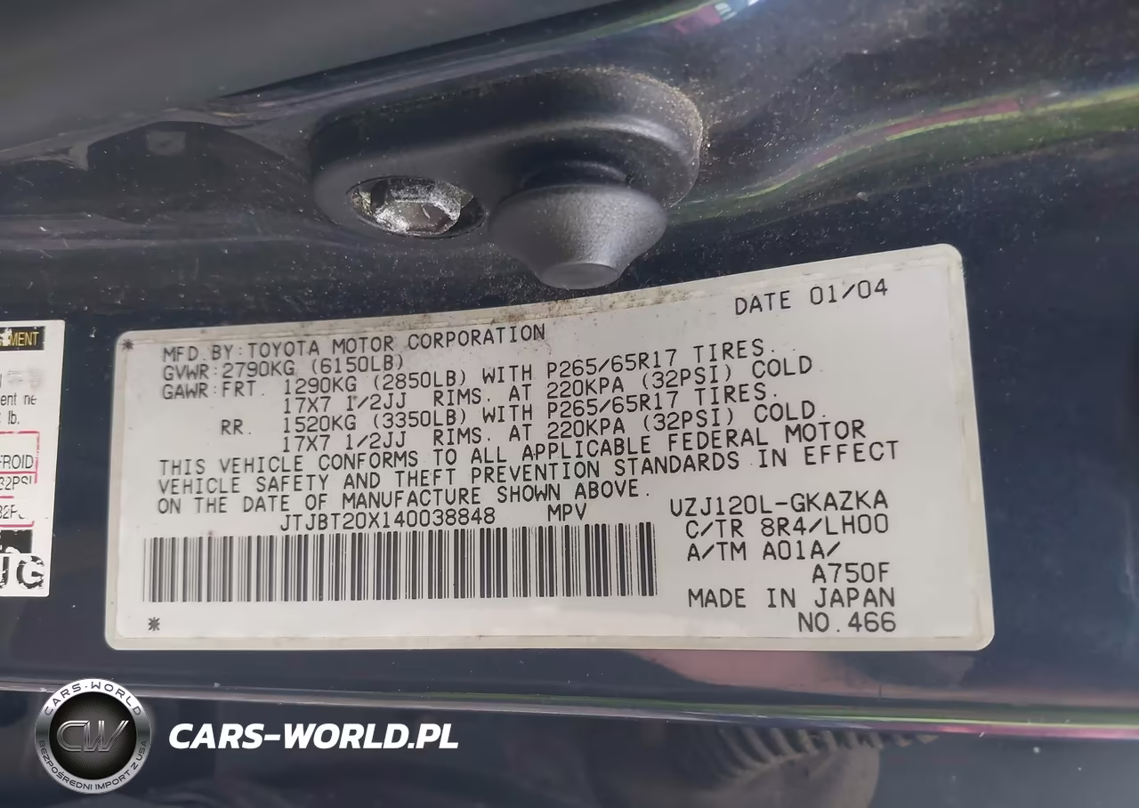 2004 Lexus Gx 470 VIN:JTJBT20X140038848 - 9