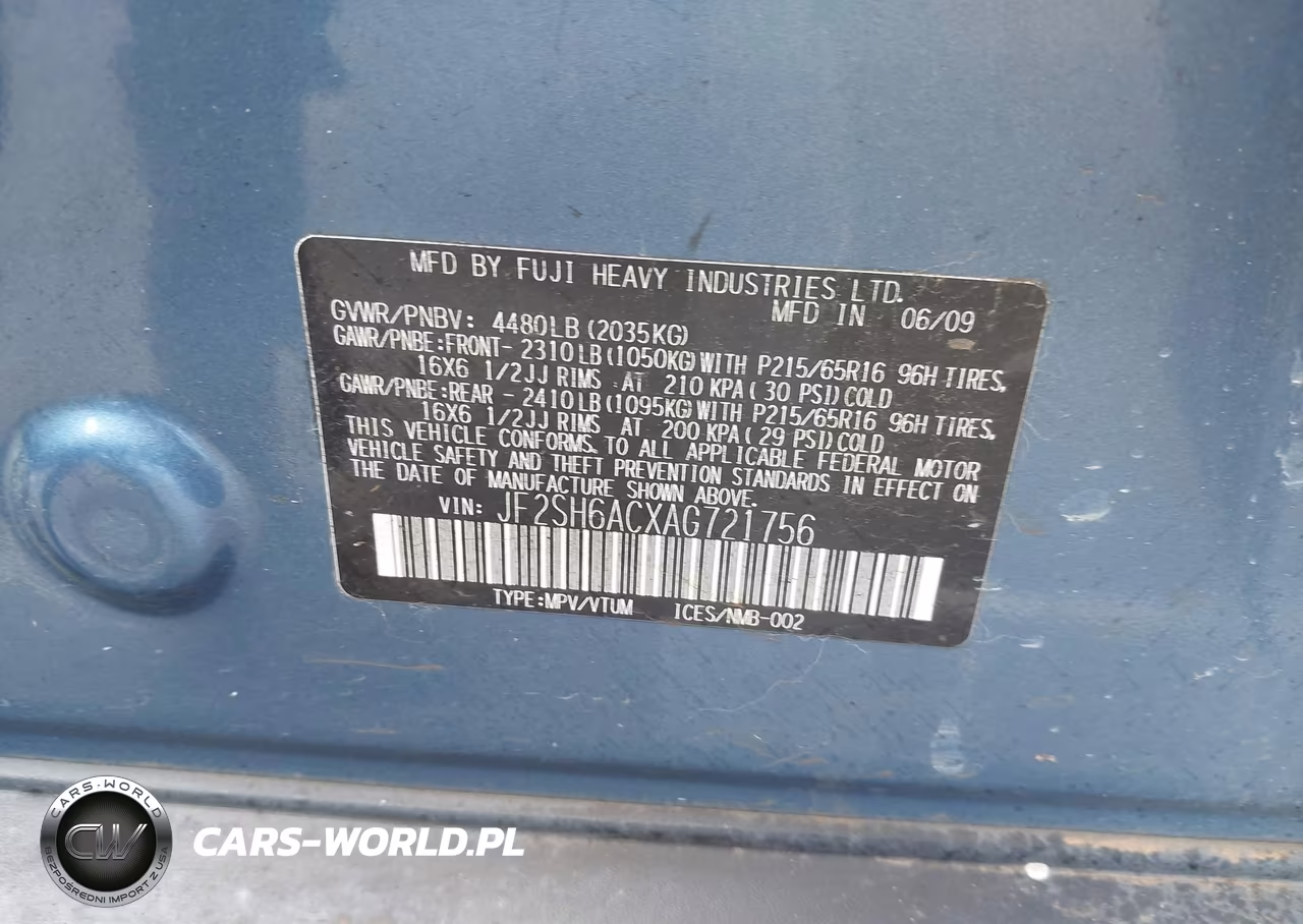 2010 Subaru Forester 2.5X VIN:JF2SH6ACXAG721756 - 9