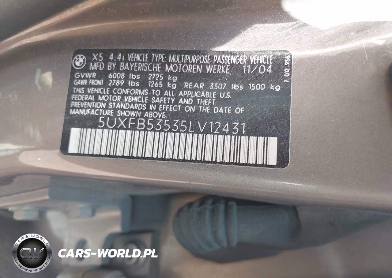 2005 BMW X5 4.4I VIN:5UXFB53535LV12431 - 9