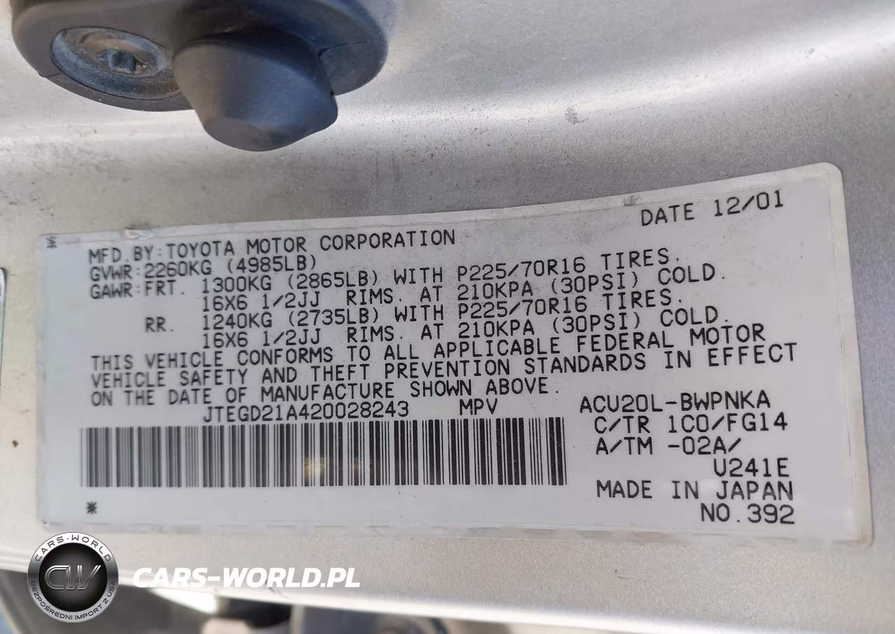 2002 Toyota Highlander VIN:JTEGD21A420028243 - 9