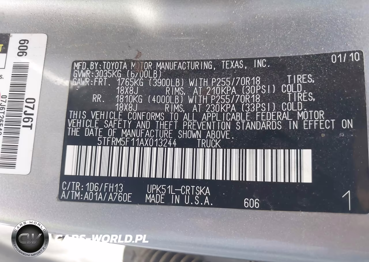 2010 Toyota Tundra Grade 4.6L V8 VIN:5TFRM5F11AX013244 - 9