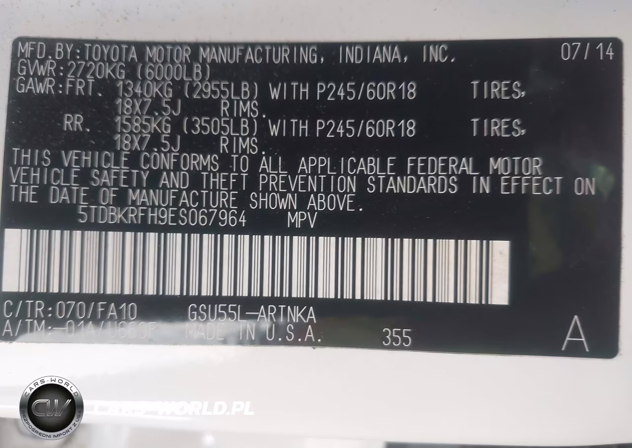 2014 Toyota Highlander Le Plus V6 VIN:5TDBKRFH9ES067964 - 9