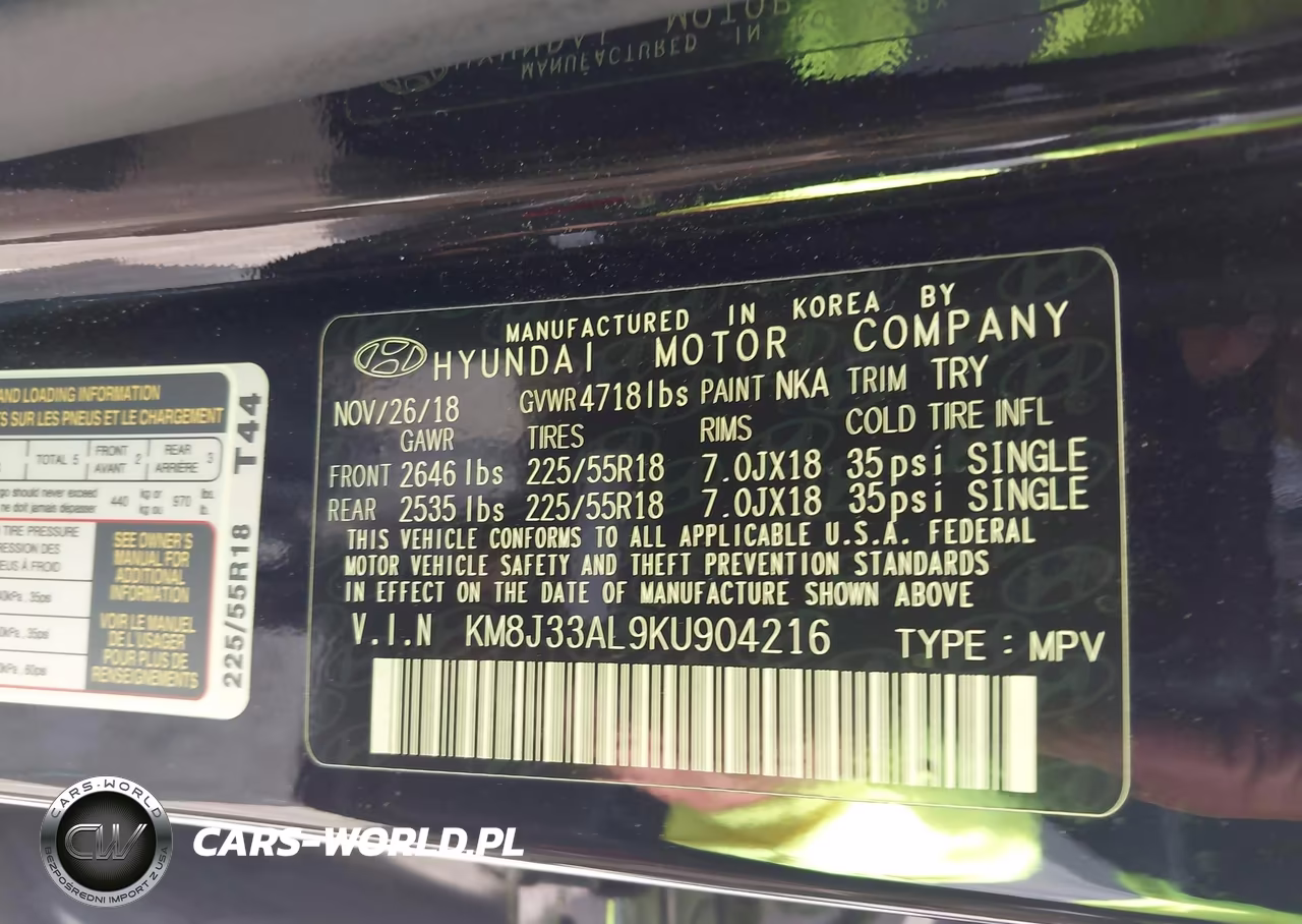 2019 Hyundai Tucson Ultimate VIN:KM8J33AL9KU904216 - 9