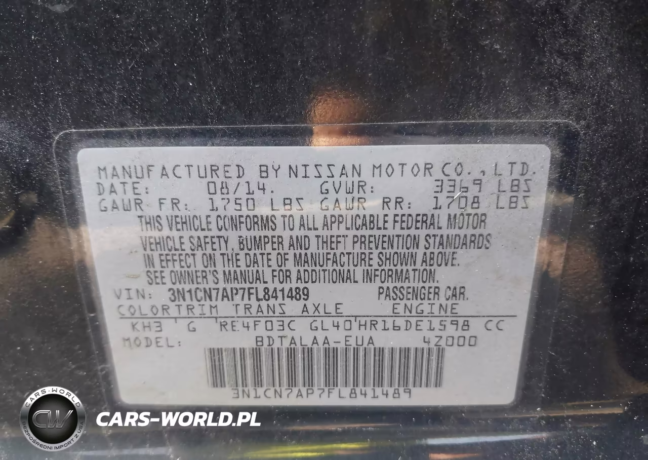 2015 Nissan Versa 1.6 S VIN:3N1CN7AP7FL841489 - 9