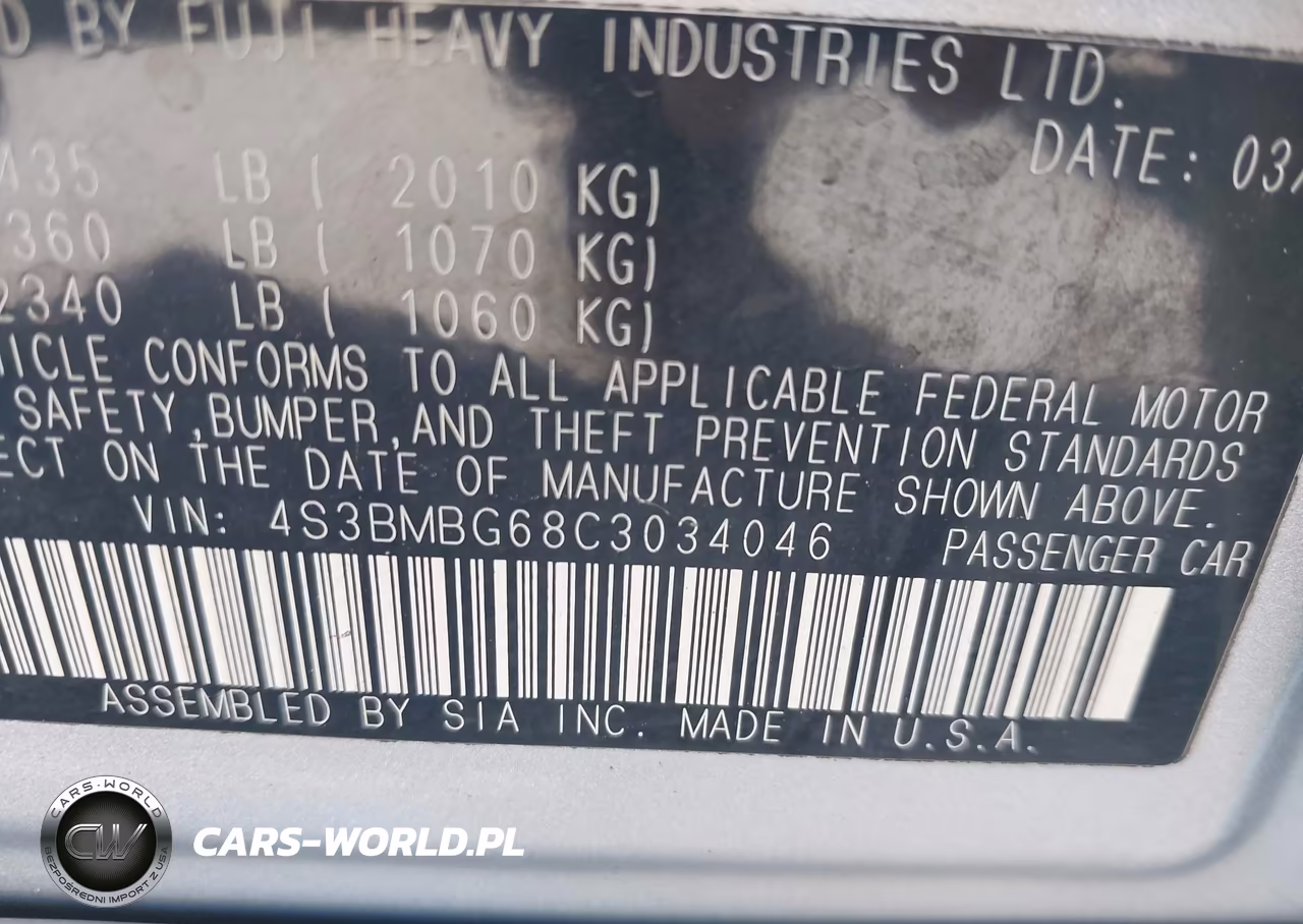 2012 Subaru Legacy 2.5I Premium VIN:4S3BMBG68C3034046 - 9