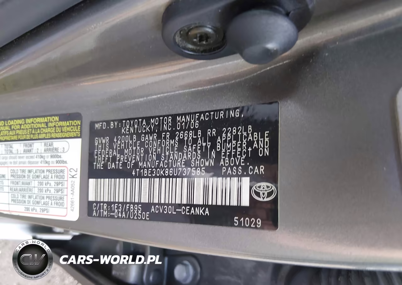 2006 Toyota Camry Le VIN:4T1BE30K86U737585 - 9