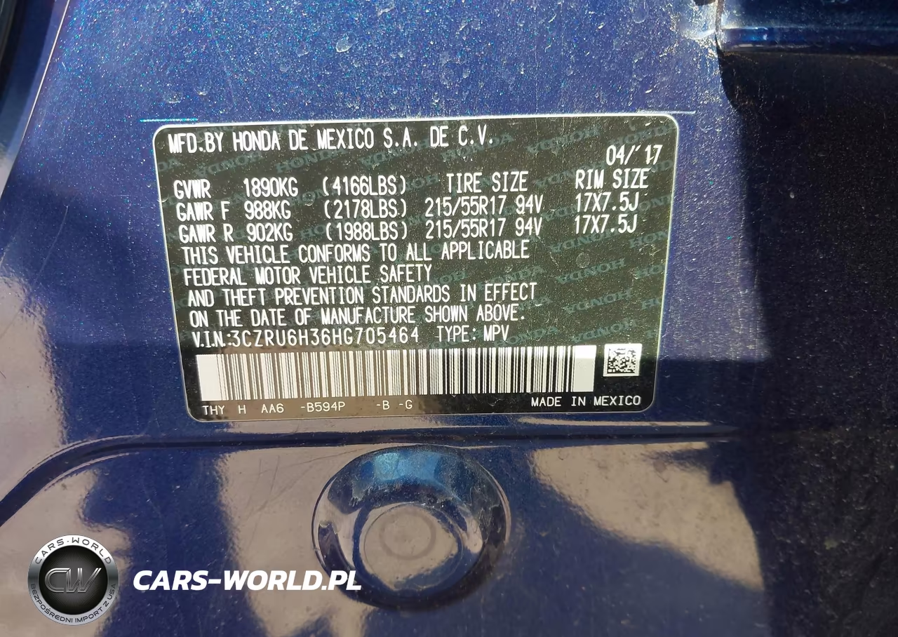 2017 Honda Hr-V Lx VIN:3CZRU6H36HG705464 - 9