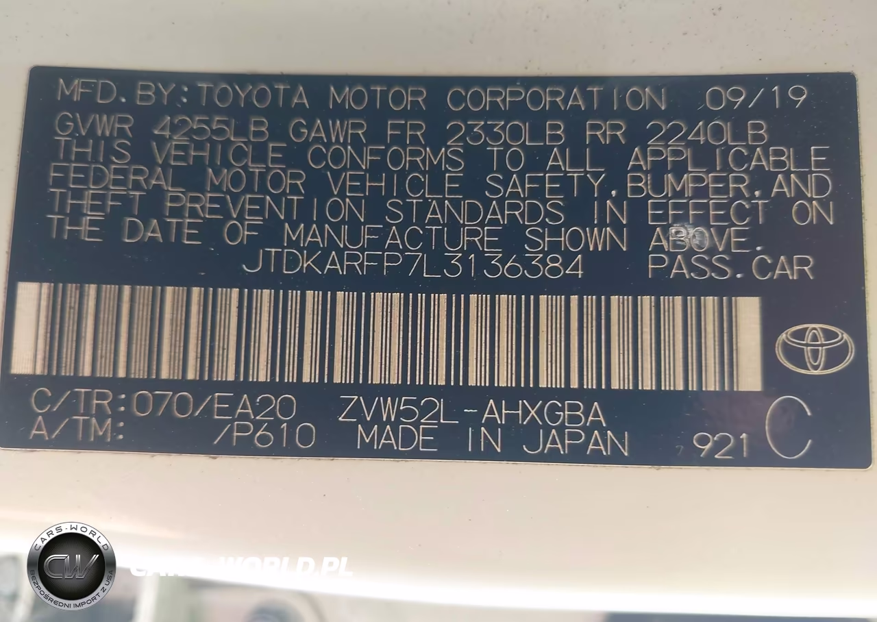 2020 Toyota Prius Prime Xle VIN:JTDKARFP7L3136384 - 9