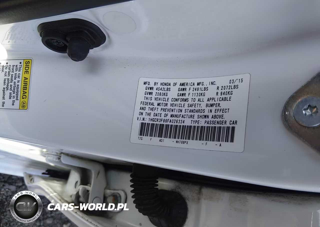 2015 Honda Accord Ex-L V-6 VIN:1HGCR3F86FA026334 - 9